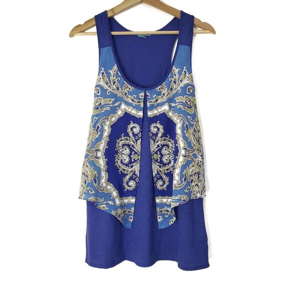 Leifnotes | Layered Patterned Split Front Tank - Picture 2 of 7